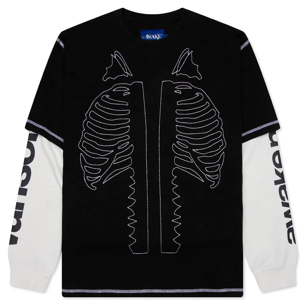 Vanson Bones Waffle T Shirt Black