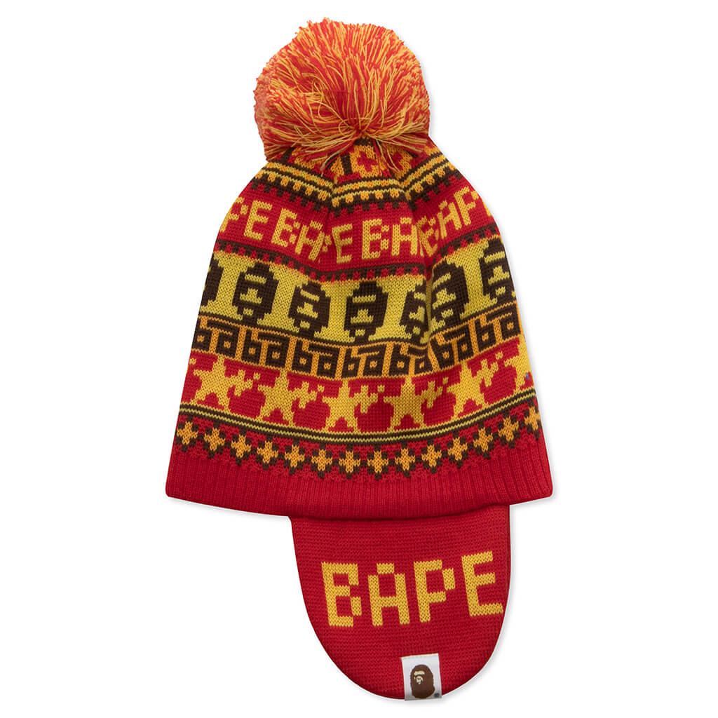Kids BAPE Knit Cap Red