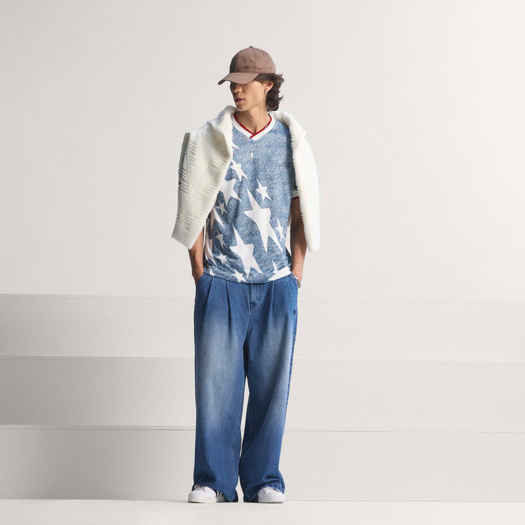 adidas Denim Graphic Soccer Jersey White Blue