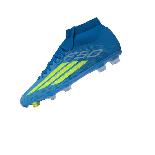adidas F50 League Mid Cut FG MG Firm Ground Multi Ground Mens Soccer Cleats Blue Yellow Aqua