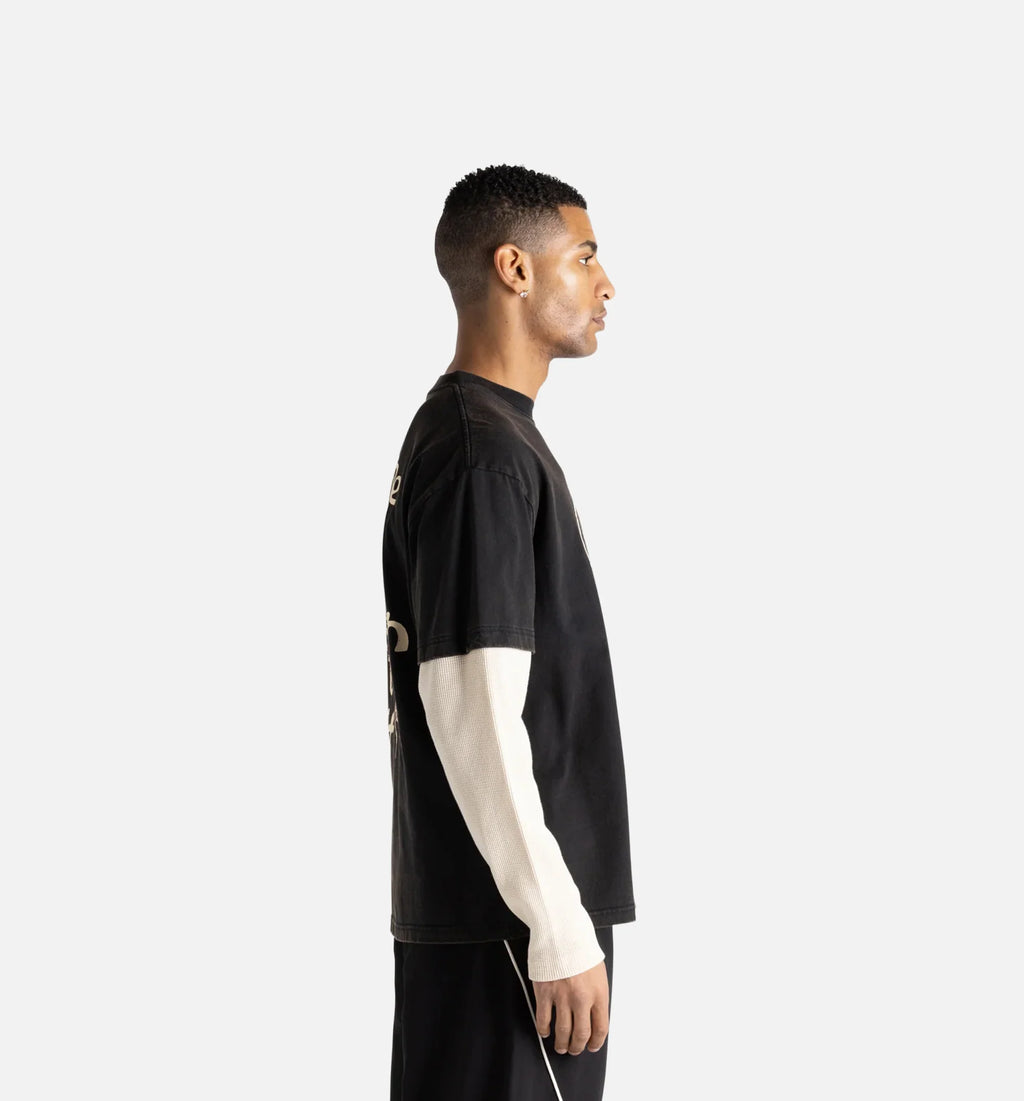 Just Be Mens Long Sleeve Shirt Black White