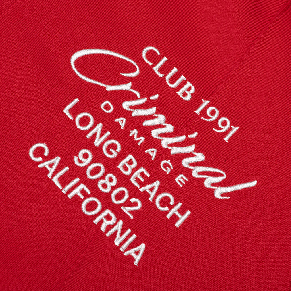 Pin Tuck Half Zip Track Top Red Ecru