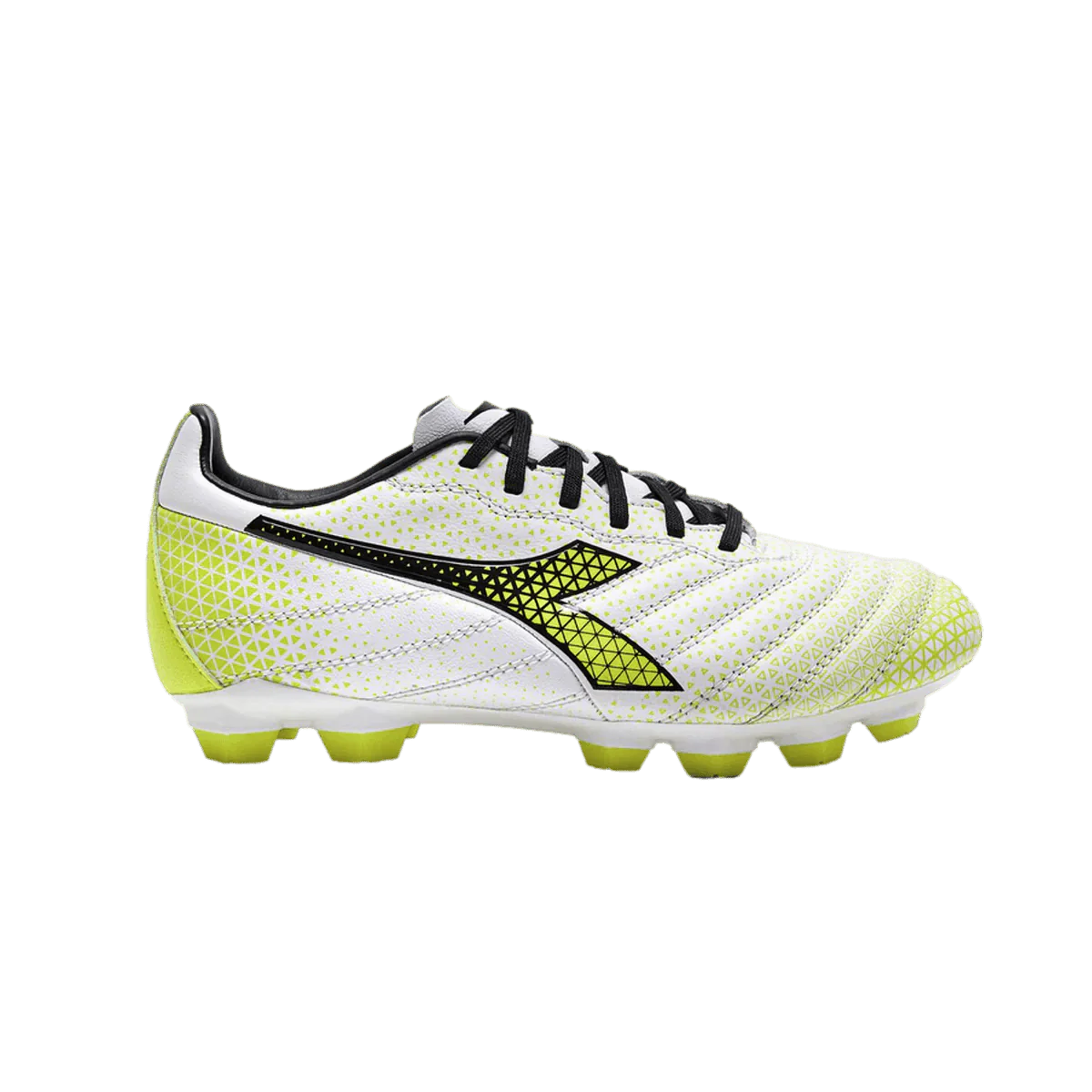 Diadora Brasil Elite GR LT LPU Youth Firm Ground Boots White Black Yellow