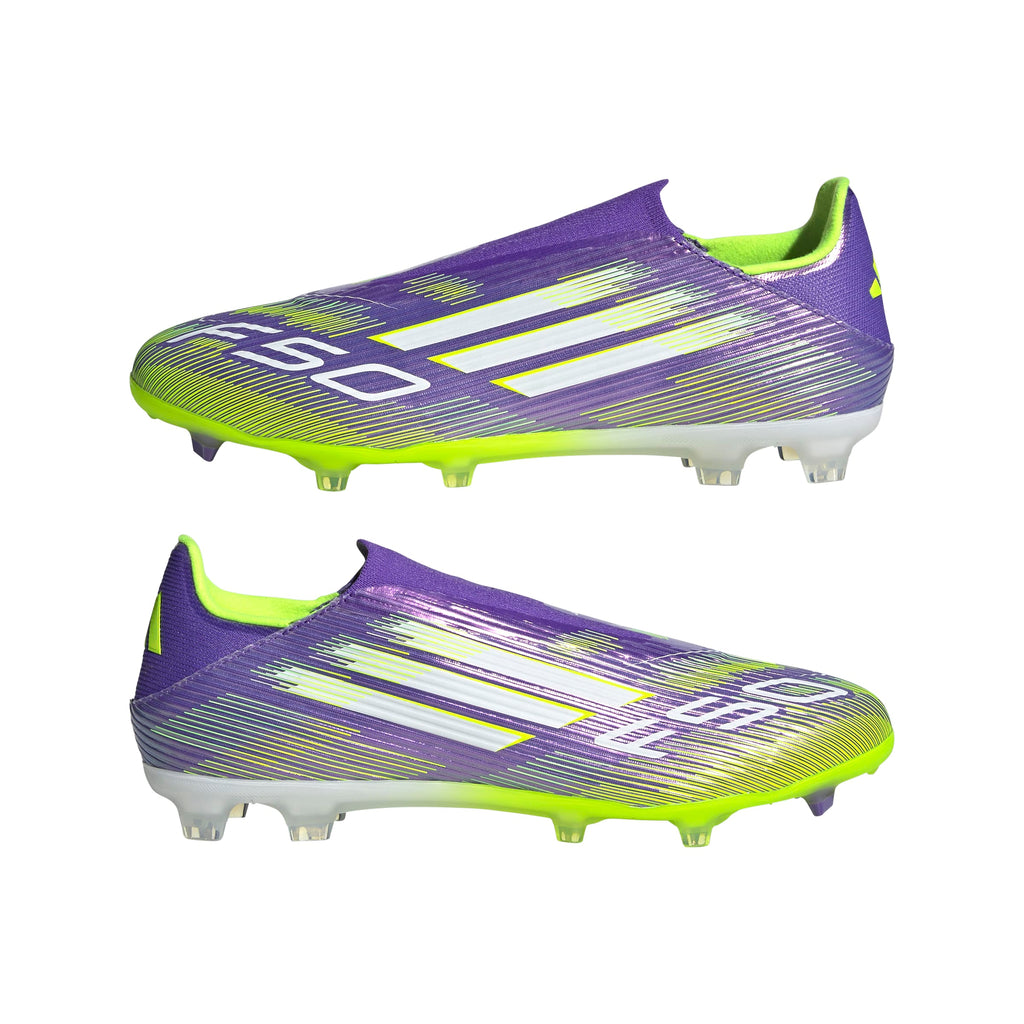 adidas F50 League Laceless FG MG Mens Soccer Cleats Purple White Lemon
