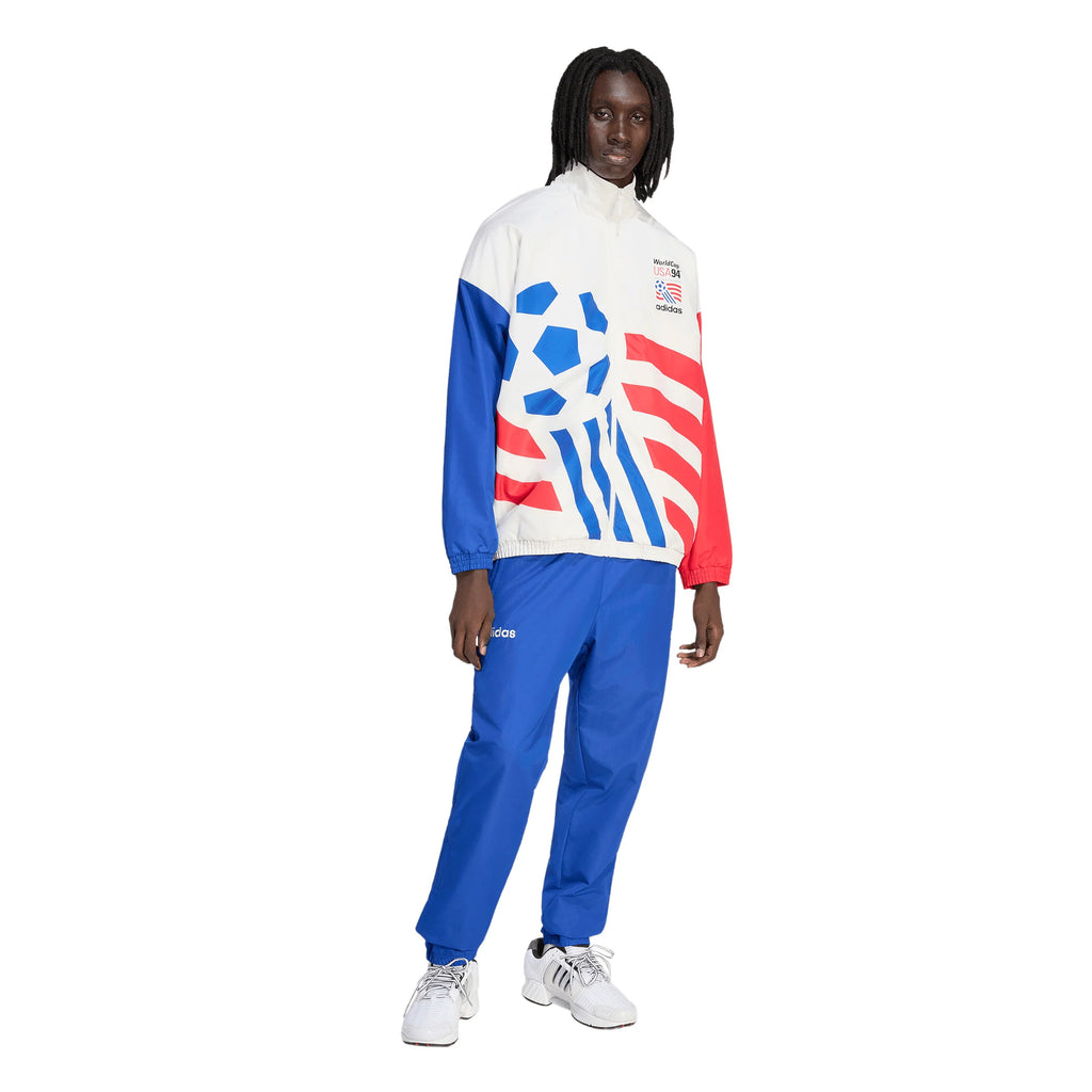 adidas Graphic Woven Mens Soccer Track Top White Blue Red