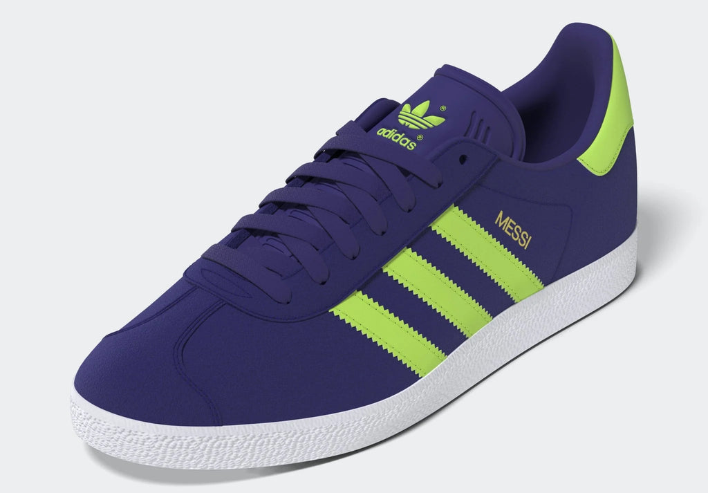 adidas Gazelle Messi Shoes Purple Lucid Lemon White