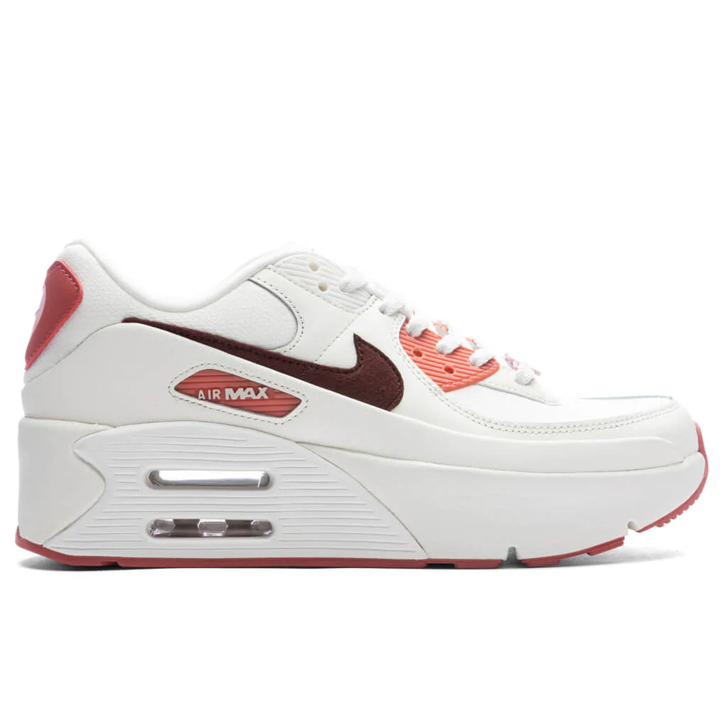 Womens Air Max 90 LV8 SE Valentines Day Sail Dark Team Red Soft Pink
