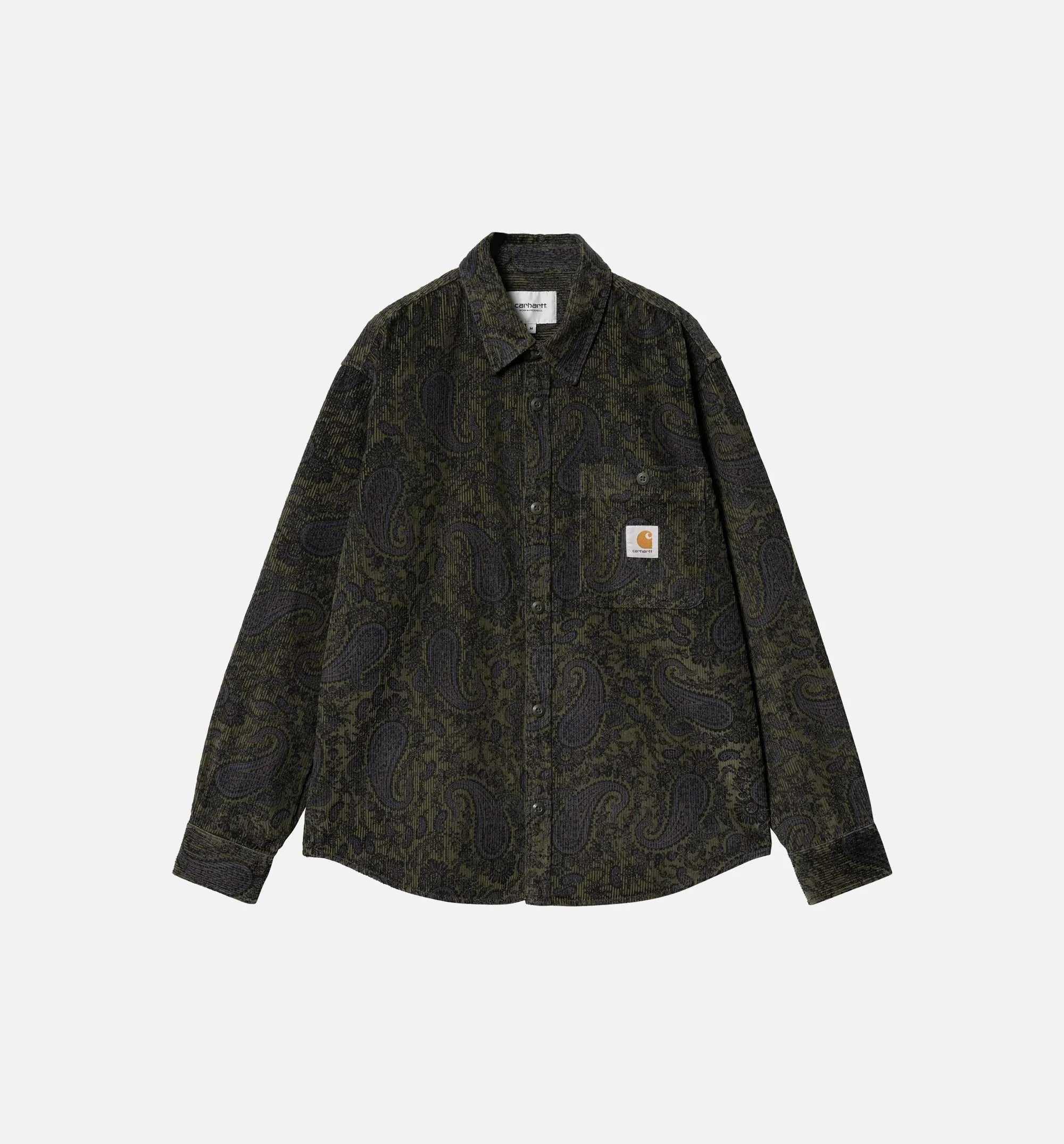 Flint Paisley Mens Long Sleeve Shirt Black Green