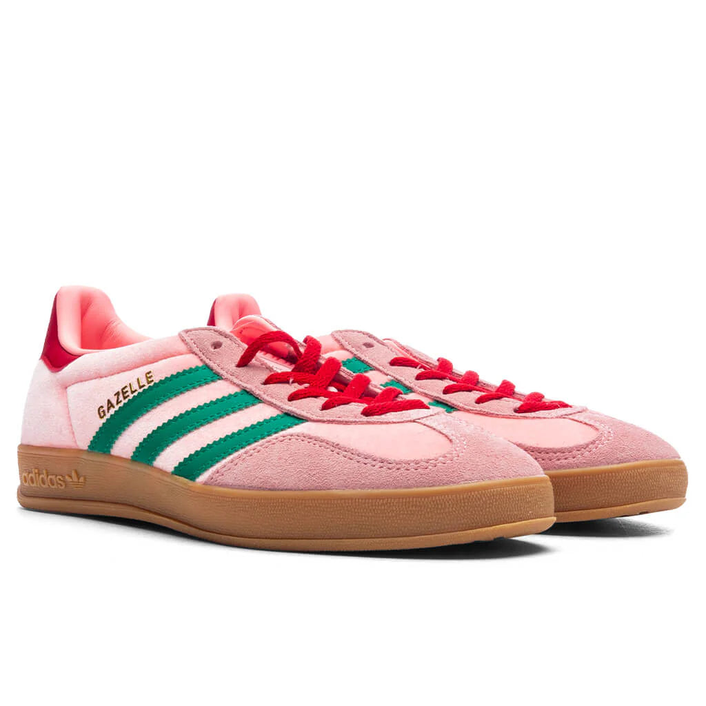 Womens Gazelle Indoor Court Green Glow Pink Gum