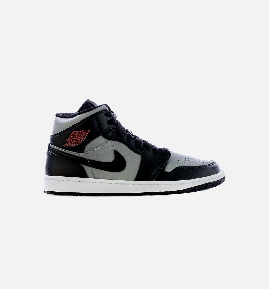 Air Jordan 1 Mid Shadow Red Mens Lifestyle Shoes Black Grey