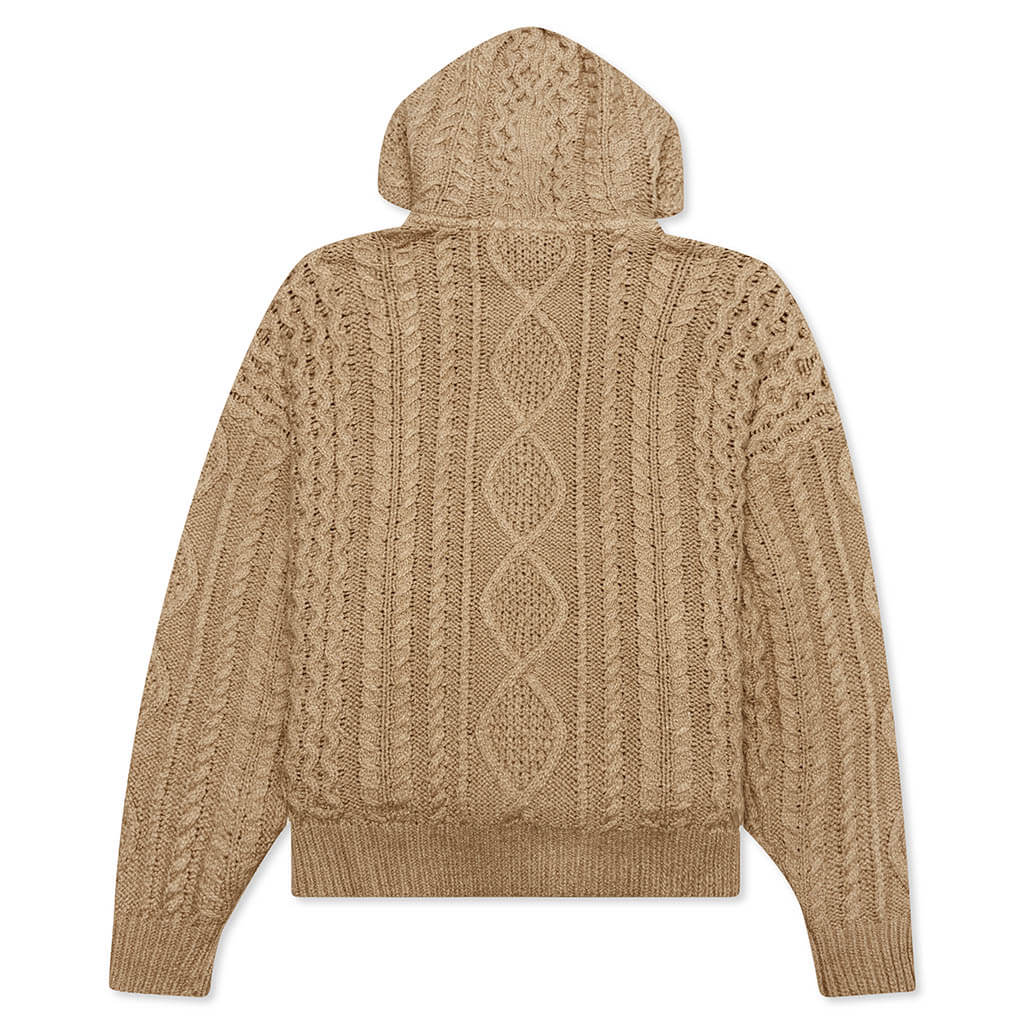 Cable Knit Hoodie Gold Heather