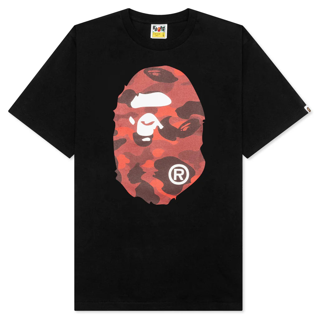 Color Camo Big Ape Head Tee Black Red