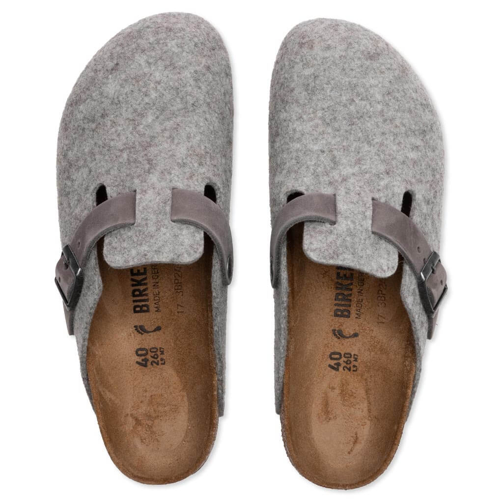 Womens Narrow Boston Leather Light Grey