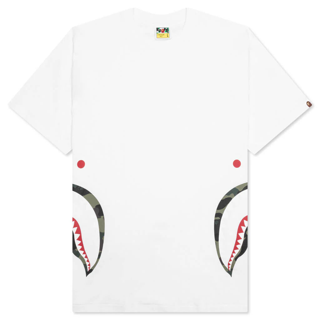 1st Camo Side Shark Tee White Green