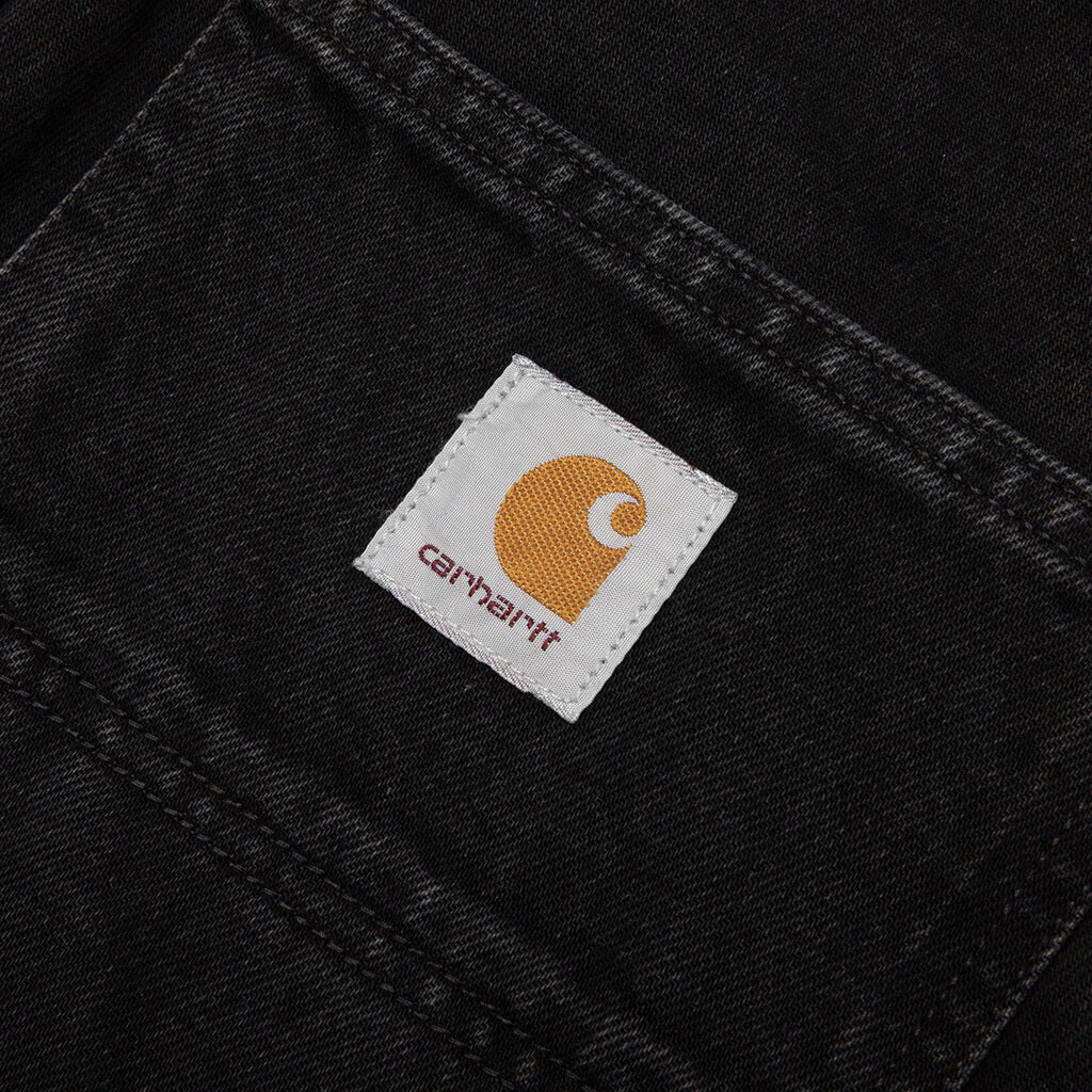 Single Knee Short Black Stone Washed