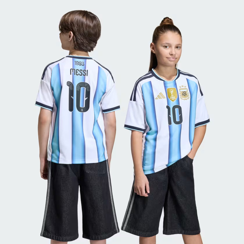 adidas Argentina Home 10 Messi Youth Soccer Jersey 26 White Blue