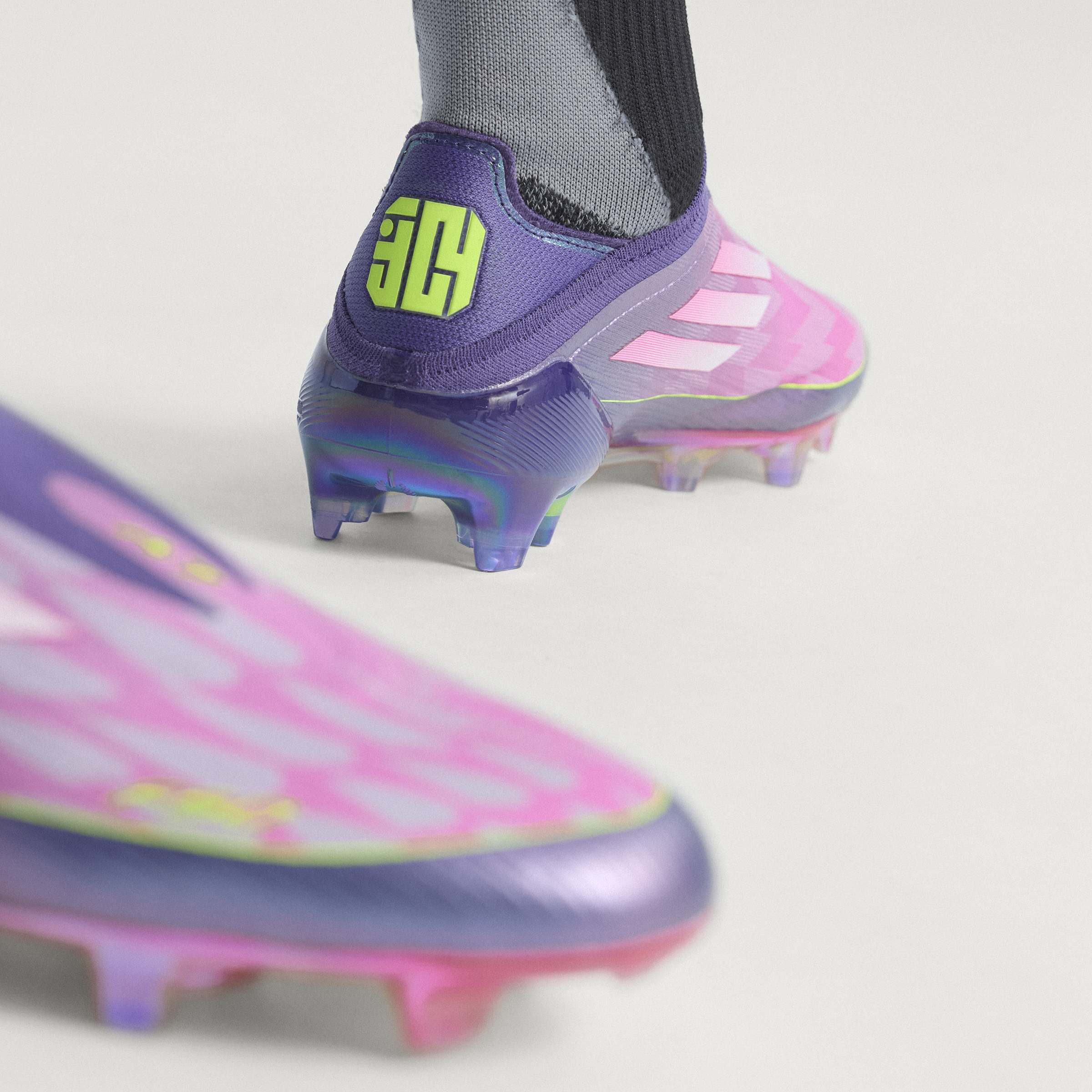 adidas F50 LEAGUE Laceless FG Mens Soccer Cleats Purple White Lemon