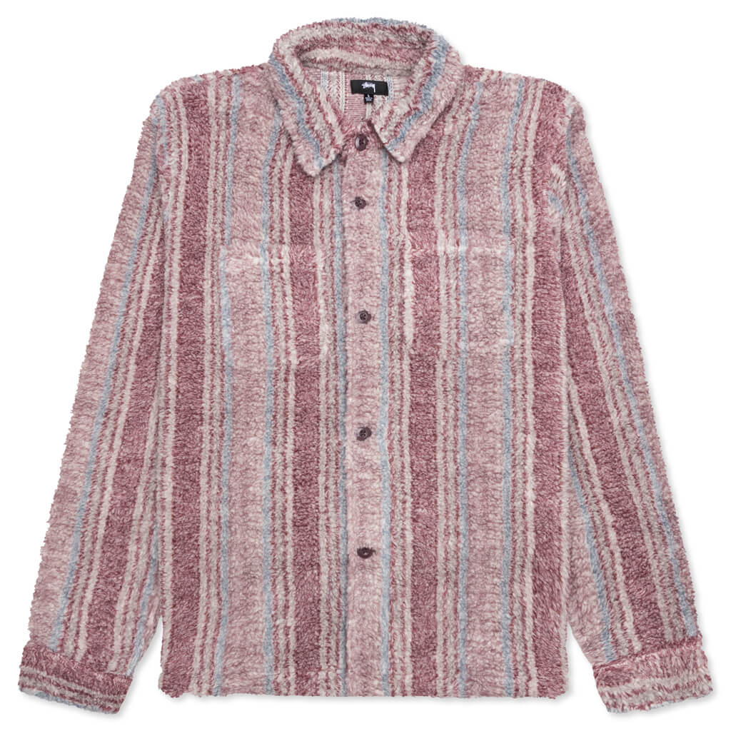 Stripe Sherpa Shirt Berry