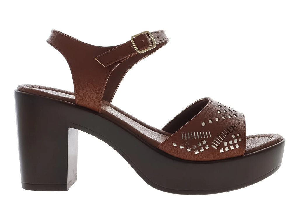 Sandalias de Tacón Luna Rosa Color Tan para Mujer