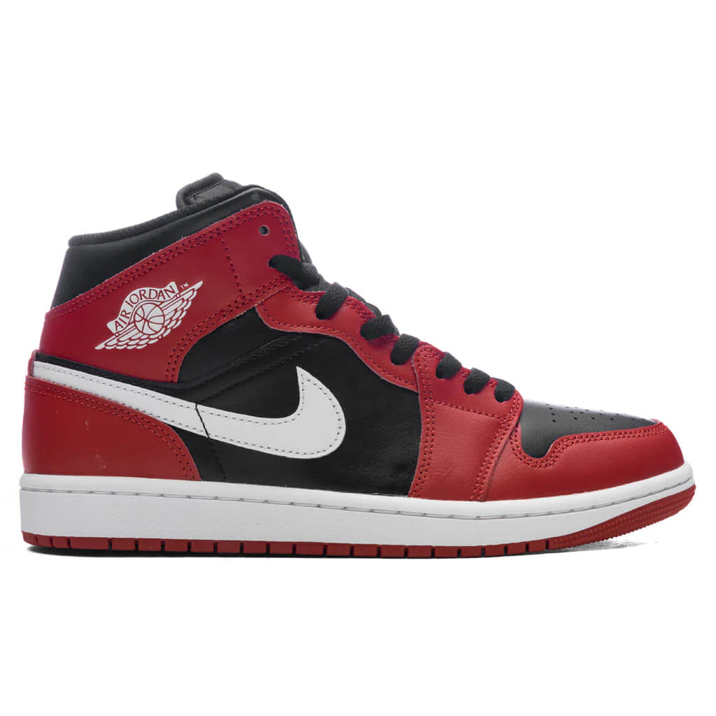 Air Jordan 1 Mid Black White Gym Red