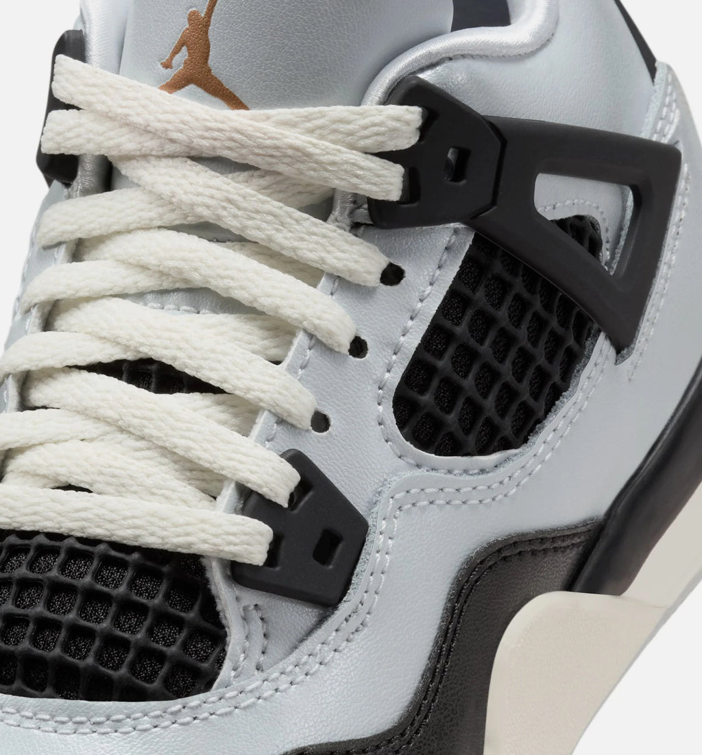 Air Jordan 4 Retro Platinum Gold Preschool Lifestyle Shoe Pure Platinum Metallic Gold Black Sail