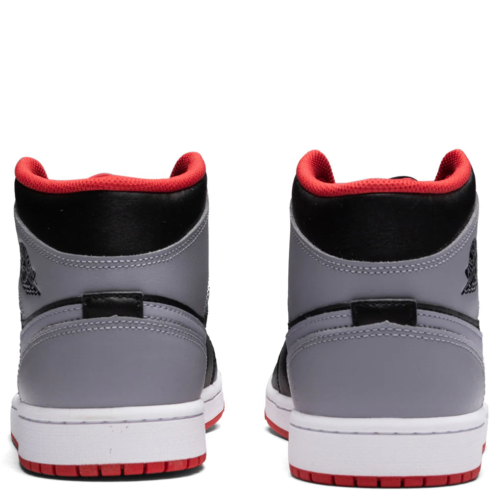 Air Jordan 1 Mid Black Cement Grey Fire Red
