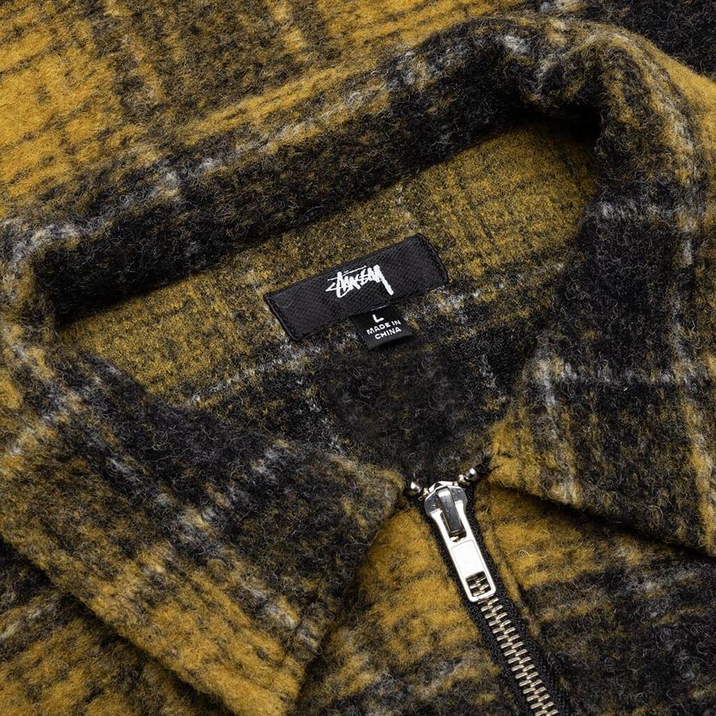 Wool Plaid Zip Shirt Yellow