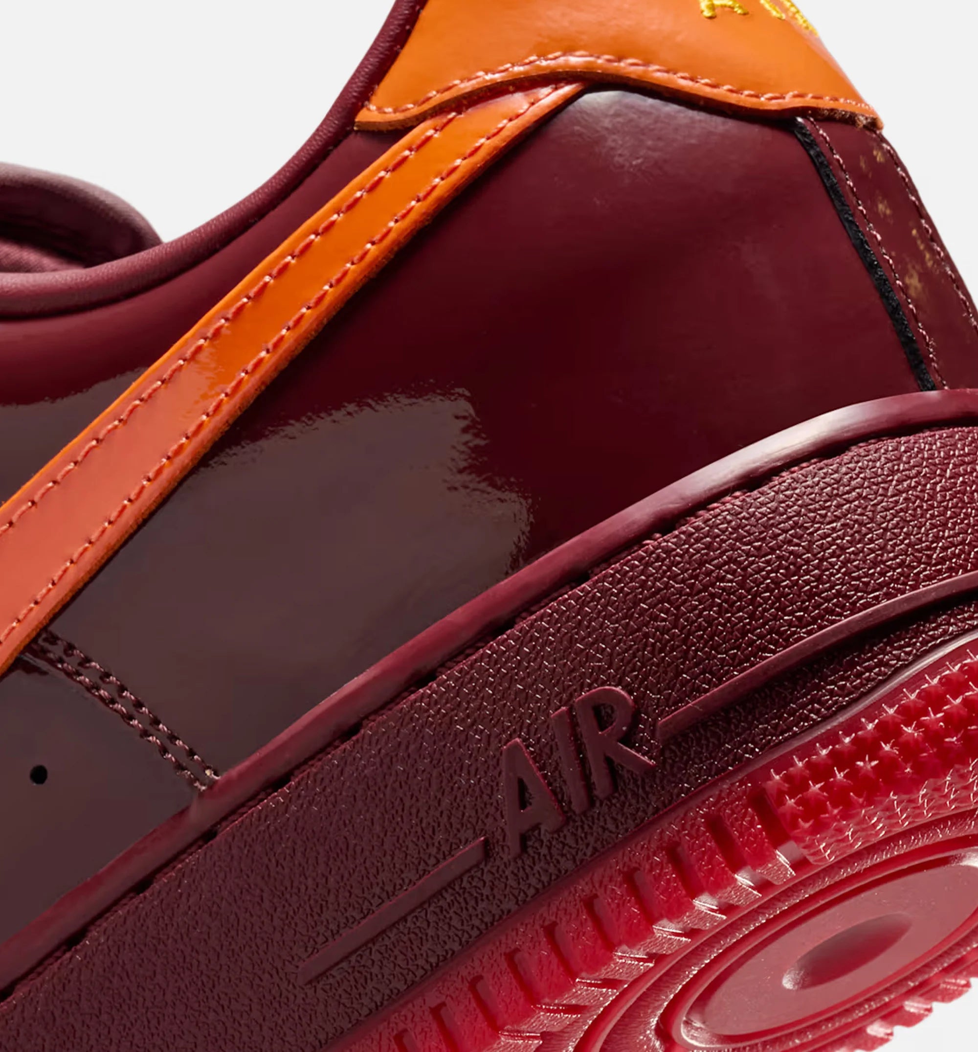 Air Force 1 Low Dark Team Red and Safety Orange Mens Lifestyle Shoe Dark Team Red University Gold Safety Orange Challenge Red