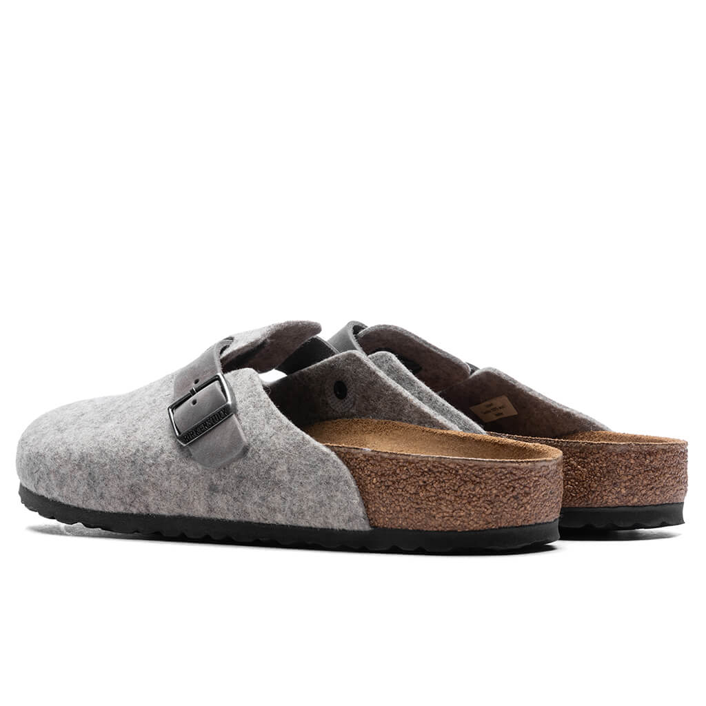 Wide Boston Leather Light Grey
