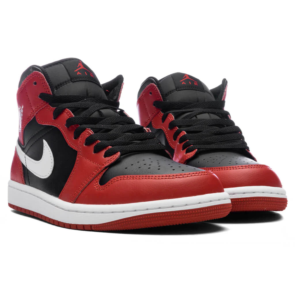 Air Jordan 1 Mid Black White Gym Red