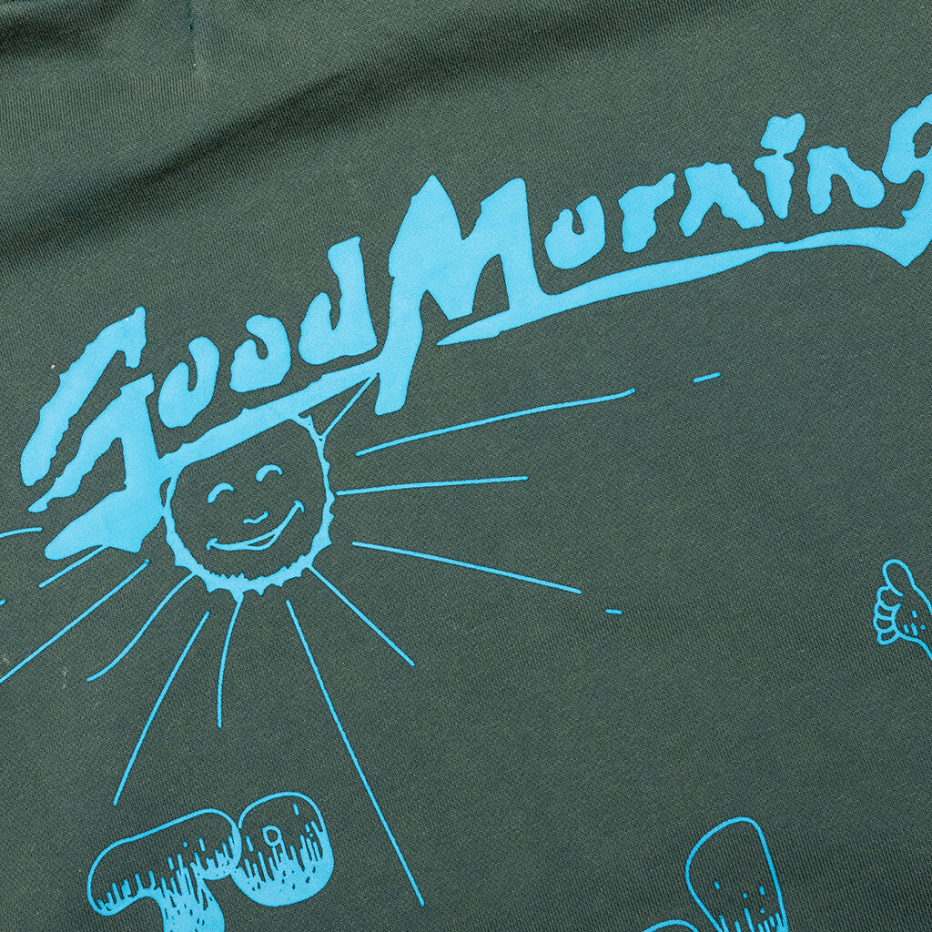Good Morning Cops Vintage Wash Zip Hoodie Washed Green
