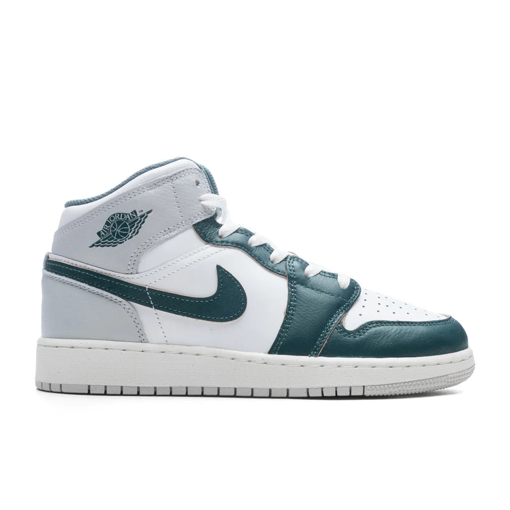 Air Jordan 1 Mid SE GS White Oxidized Green Sail Neutral Grey