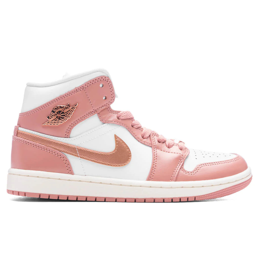Womens Air Jordan 1 Mid SE Red Stardust Metallic Copper White