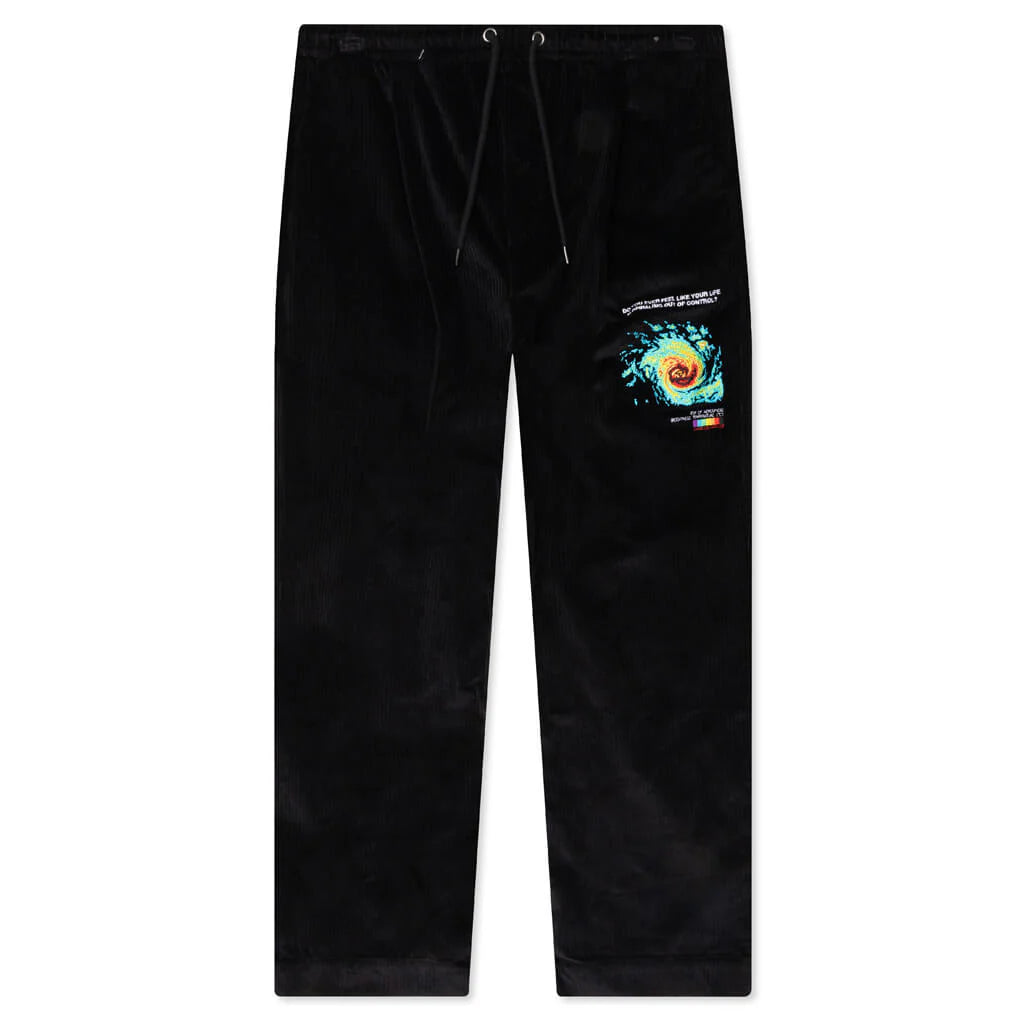 Spiraling Wide Leg Cord Pants Black