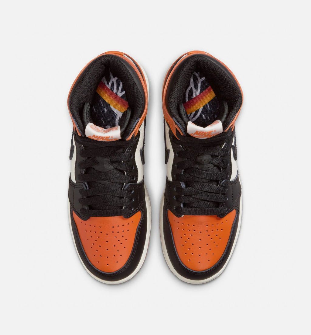 Air Jordan 1 Retro High OG Shattered Backboard Grade School Lifestyle Shoe Black Black Sail Starfish