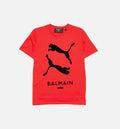 Balmain X Puma Mens Graphic T Shirt Red Black