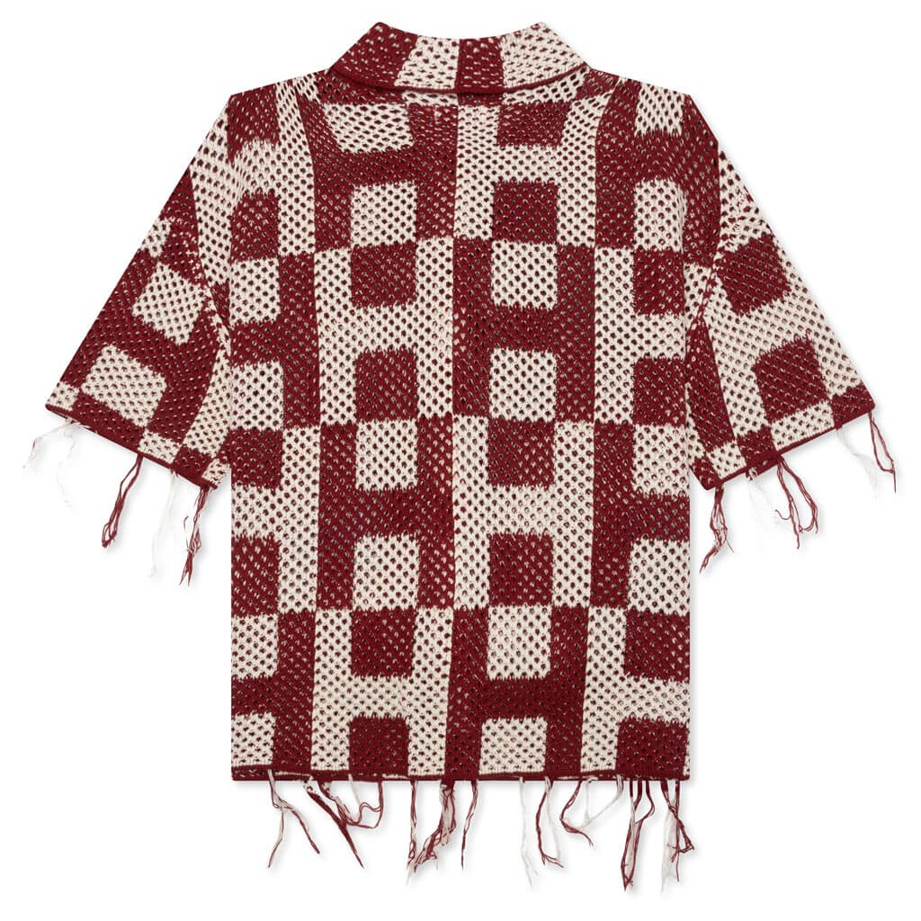 Crochet S S Button Down Brick