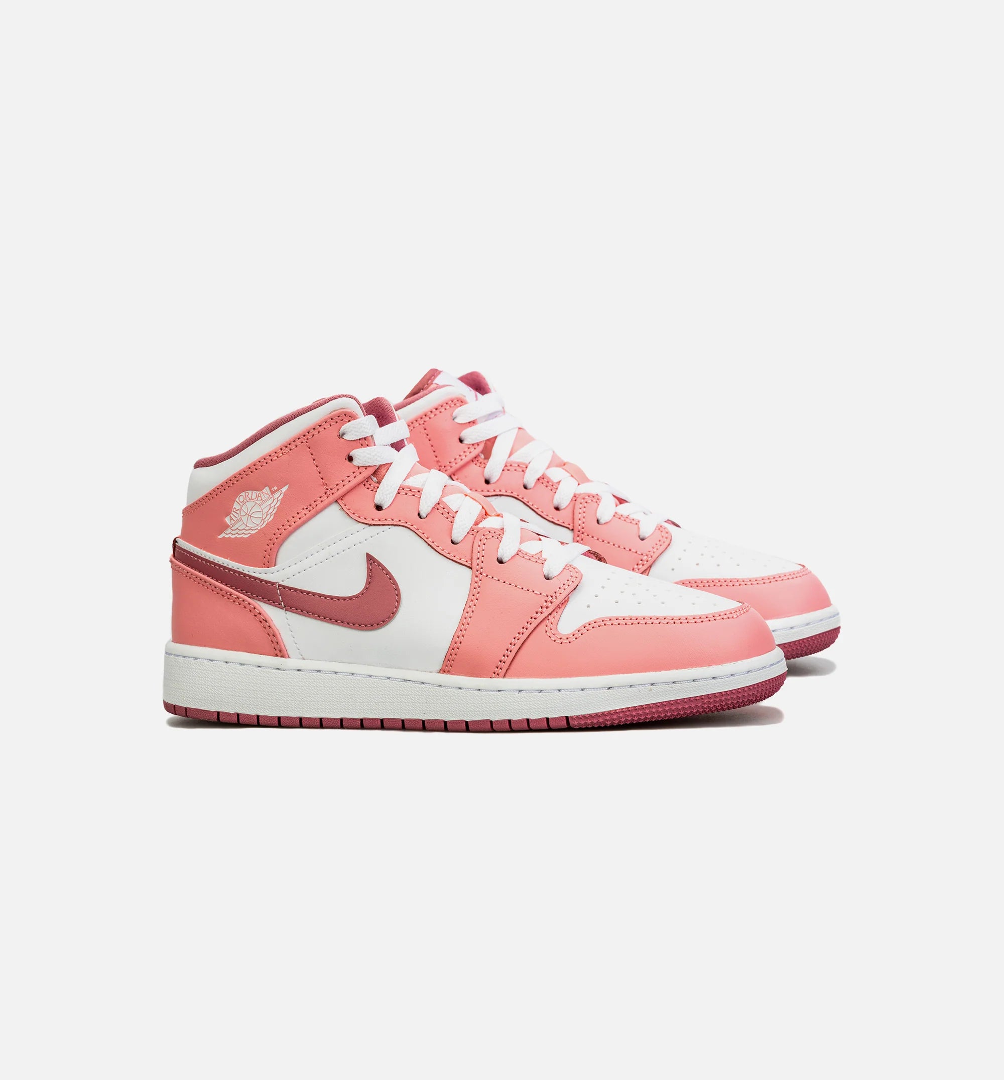 Air Jordan 1 Retro Mid Valentines Day Grade School Lifestyle Shoe Pink White Free Shipping