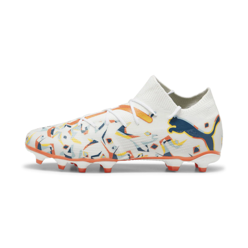 PUMA Future 7 Match Creativity FG AG Multi Ground Soccer Cleats White Ocean Tropic Turquoise Surf Hot Heat Sun Stream