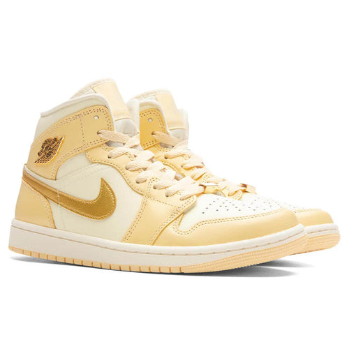 Womens Air Jordan 1 Mid SE Pale Vanilla Metallic Gold Coconut Milk