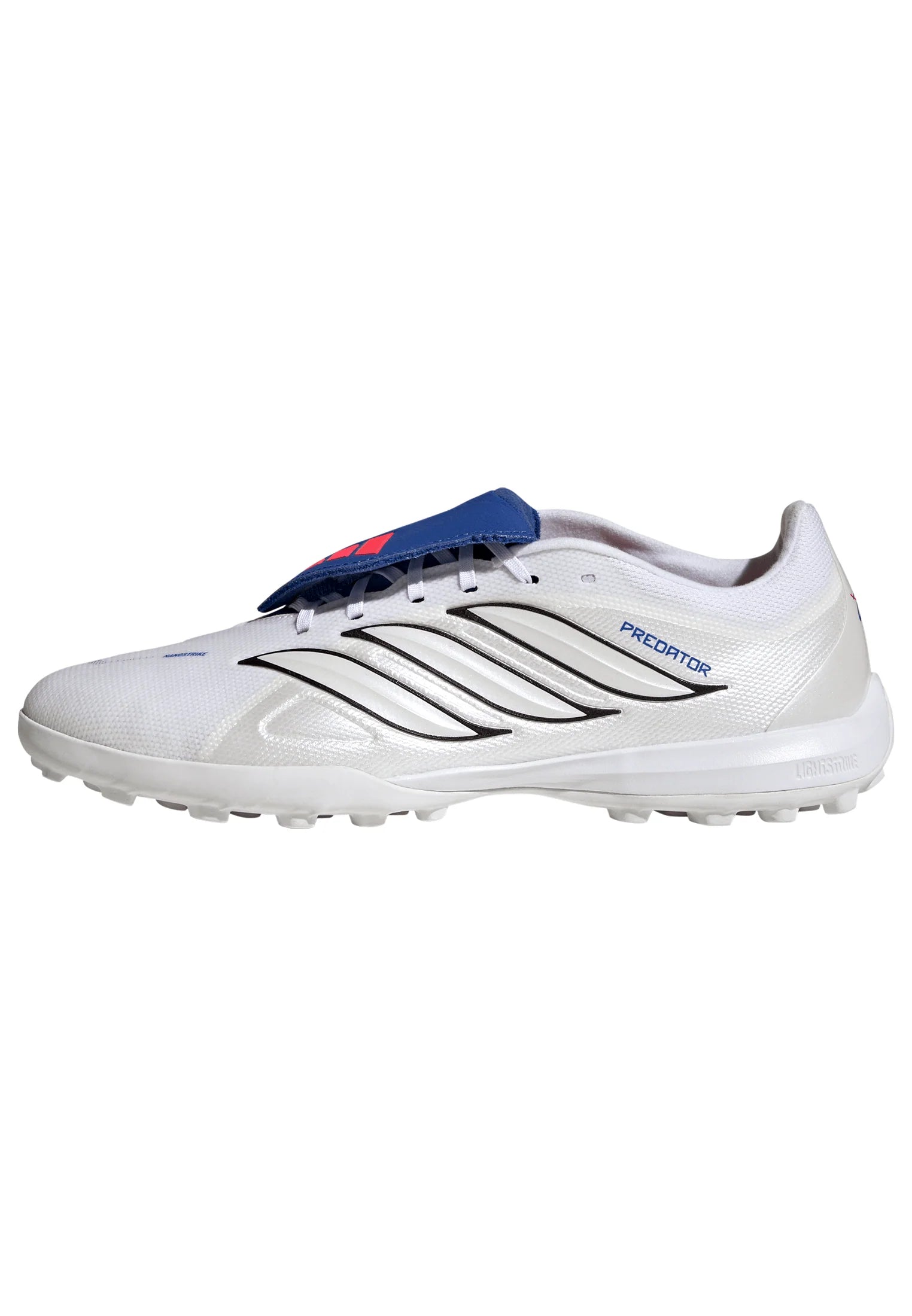 adidas Predator League Fold Over Tongue TF Turf Mens Soccer Cleats White Zero Metallic Blue