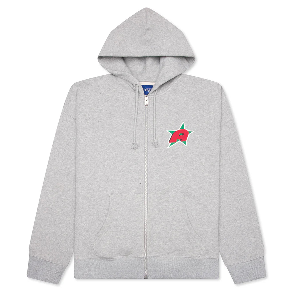 Star A Zip Up Hoodie Heather Grey
