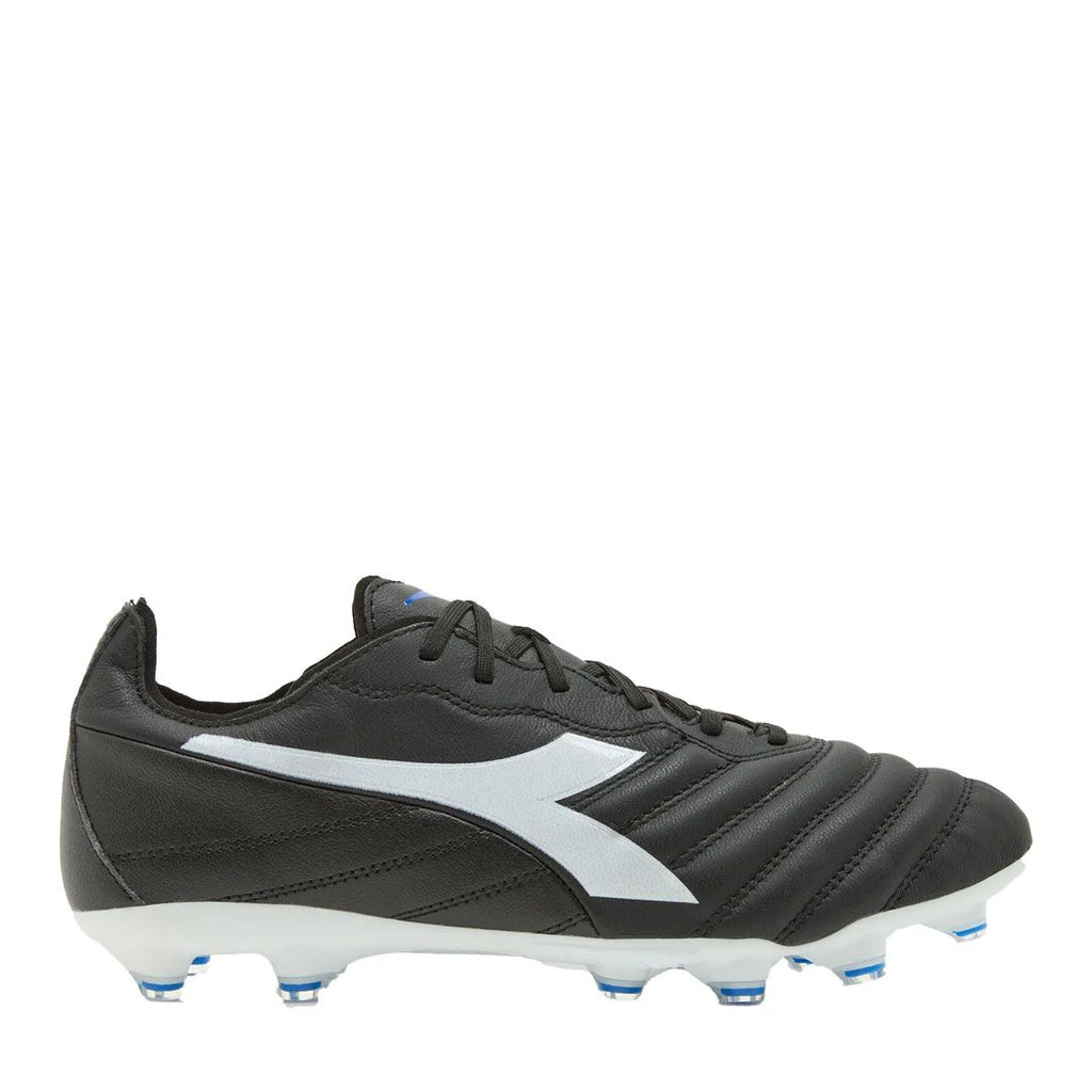 Diadora Brasil Elite 2 LT LP 12 FG Firm Ground Soccer Cleats Black White Royal Blue