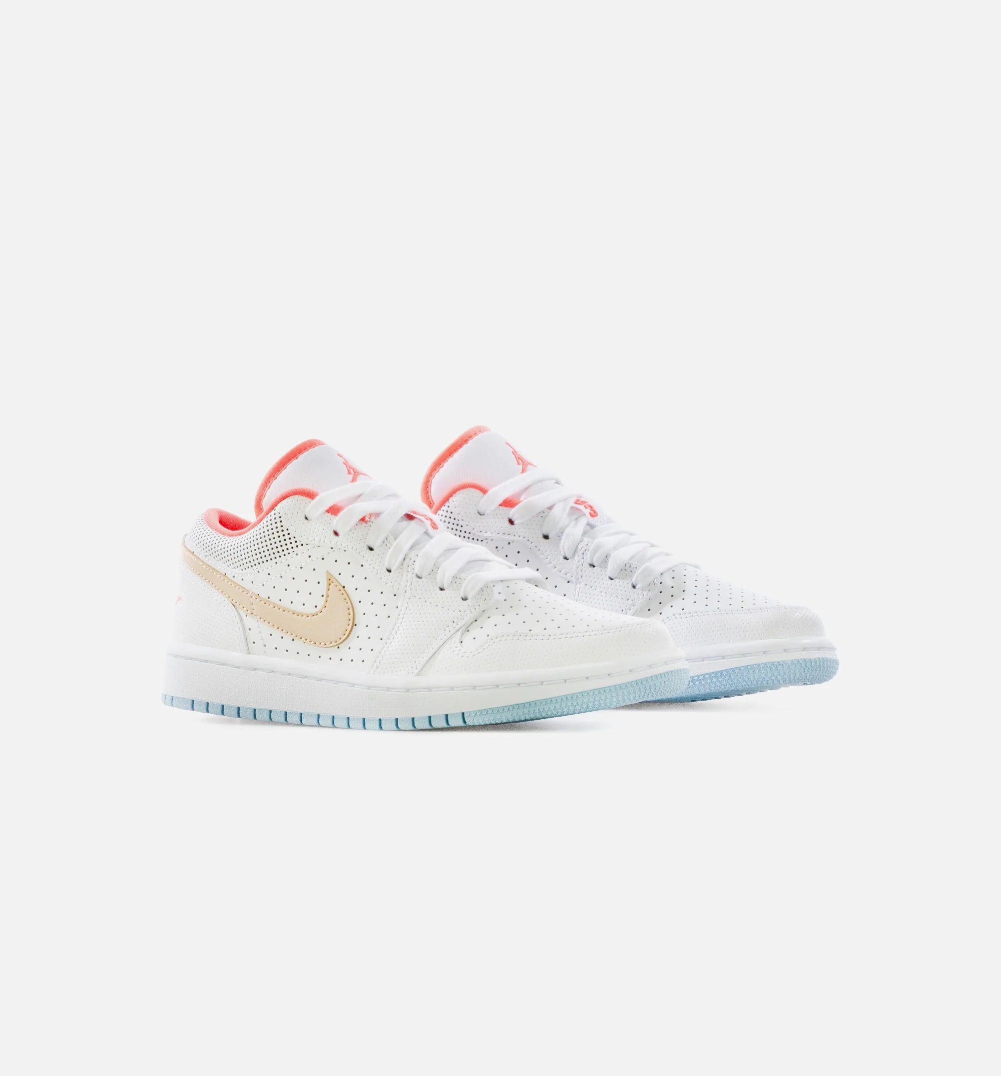 Air Jordan 1 Low White Sesame Womens Lifestyle Shoe White Sesame Flash Crimson Psychic Blue