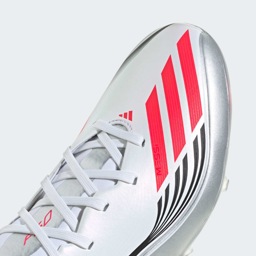 adidas F50 Messi League Firm Multi Ground Soccer Cleats White Red Siver