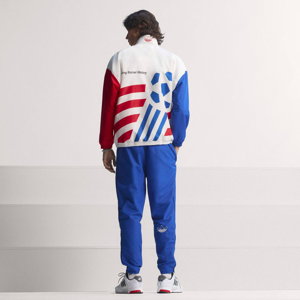 adidas Graphic Woven Mens Soccer Track Top White Blue Red