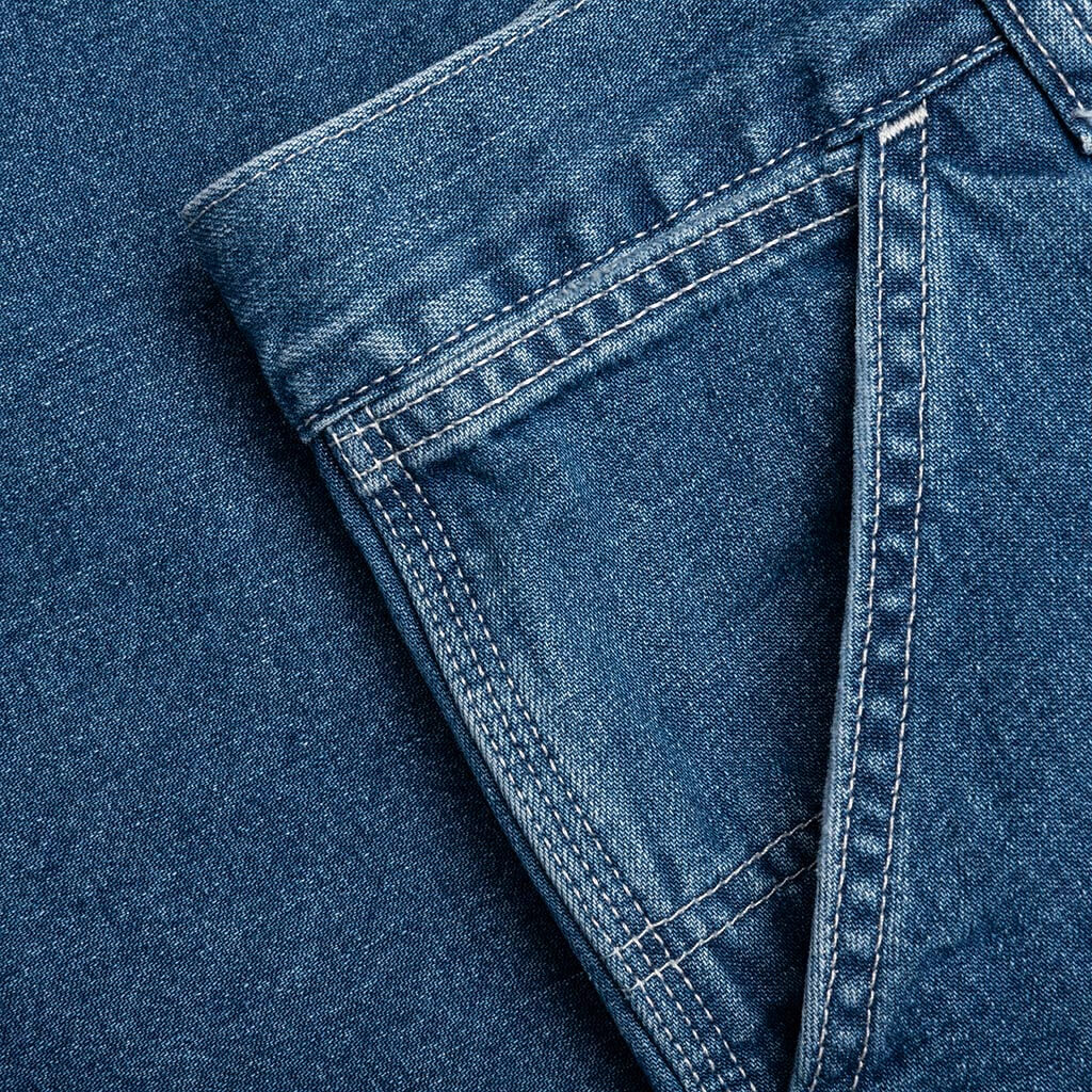 Simple Short Blue Stone Washed