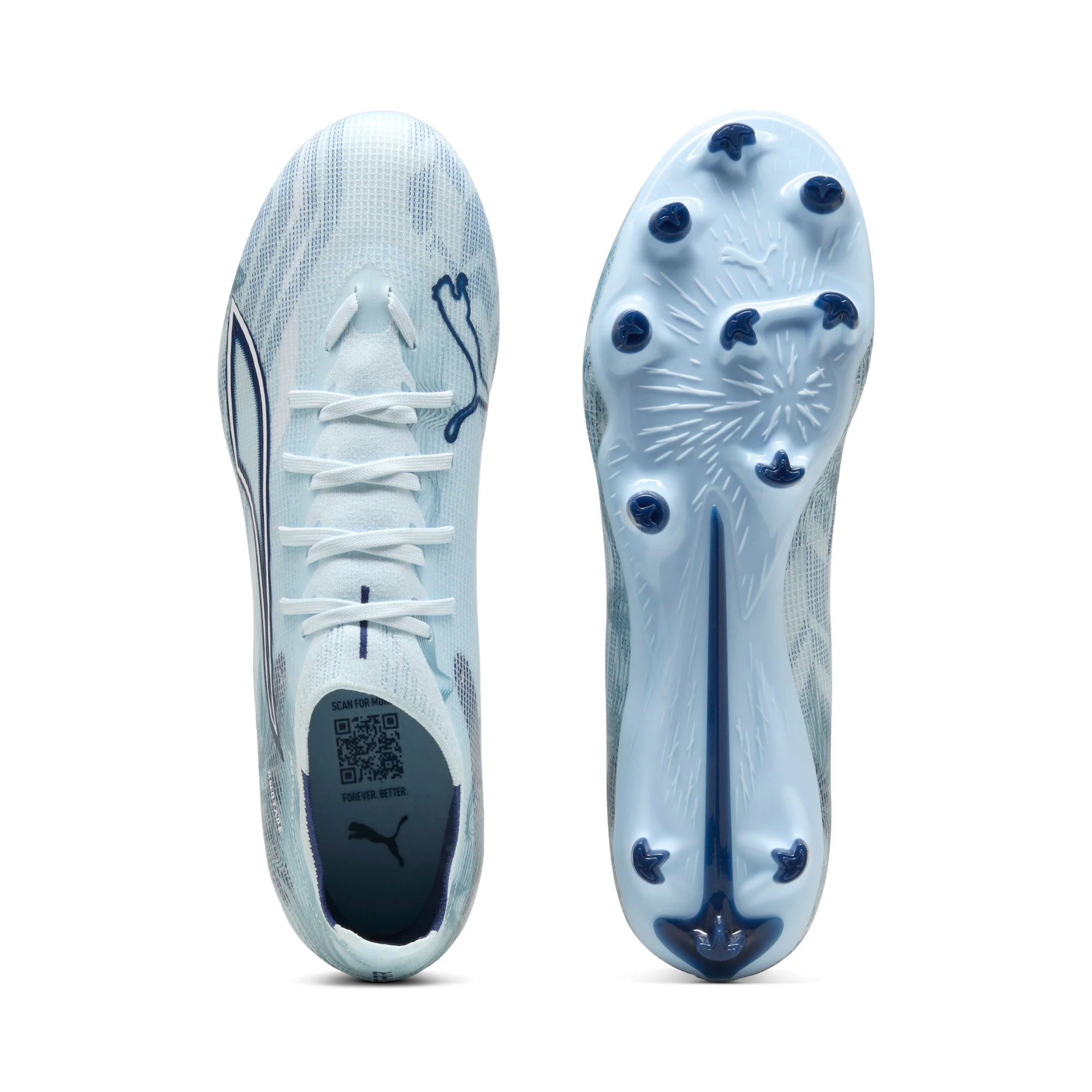 PUMA Ultra 6 Match FG AG Firm Ground Artificial Ground Mens Soccer Cleats Icy Blue White