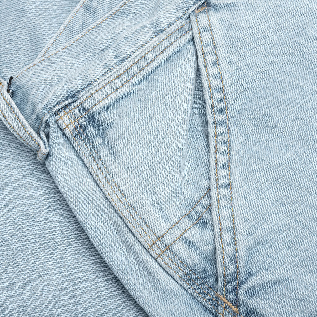 Double Knee Short Blue Heavy Stone Bleached