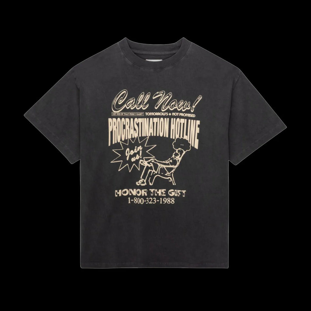 Honor The Gift Procrastination Hotline T Shirt Black